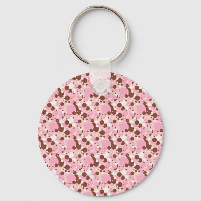 Neapolitan Dots 01-Lt Pink-KEYCHAIN Key Ring (Front)