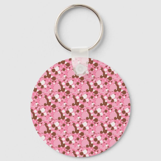 Neapolitan Dots 02 Pink Dark-KEYCHAIN Key Ring (Front)