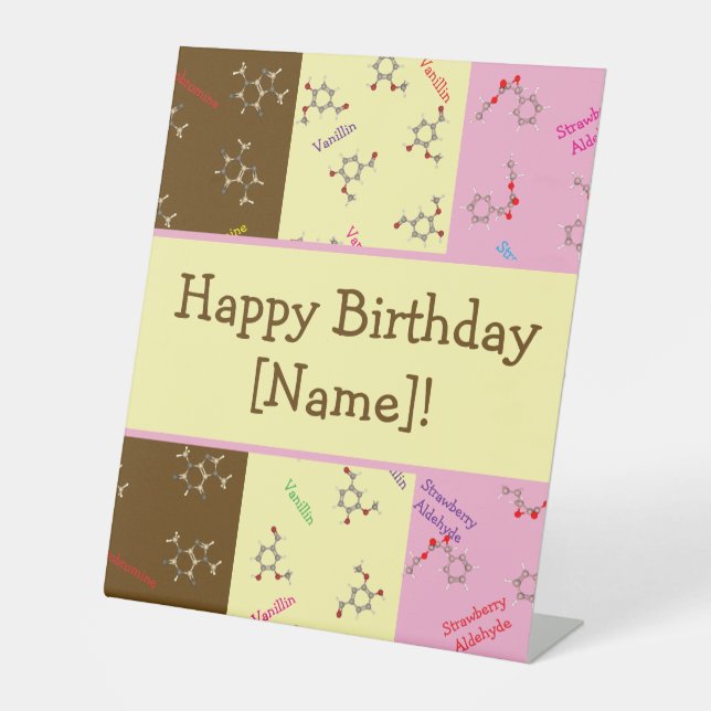 Neapolitan Ice Cream Chemistry Party Pedestal Sign (Front)