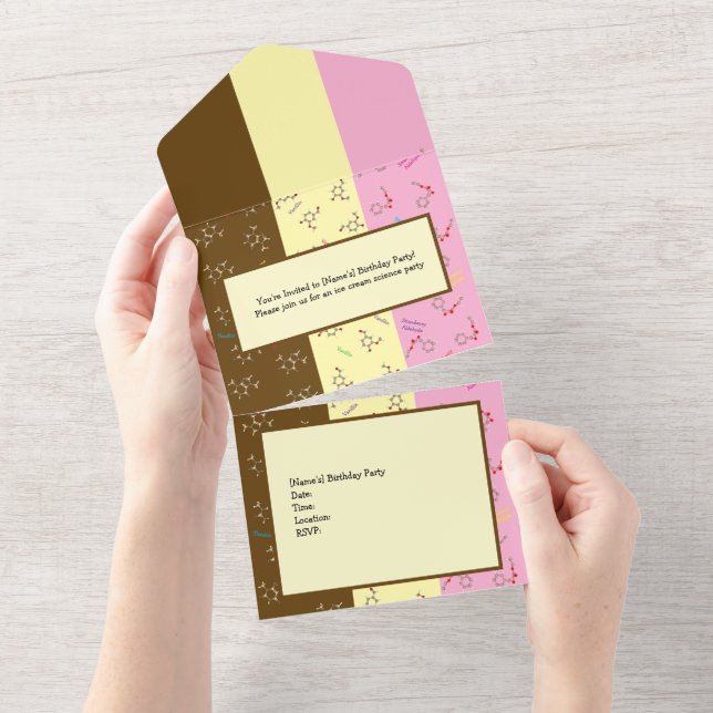 Neapolitan Ice Cream Chemistry Science Party All In One Invitation (Tearaway)