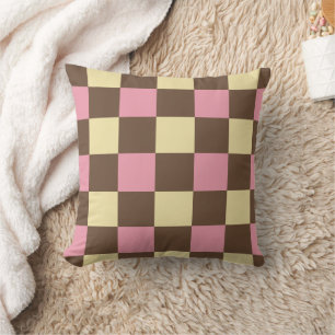Neapolitan Ice Cream Colours Chequered Pattern Cushion