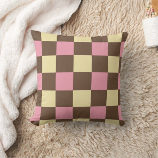 Neapolitan Ice Cream Colours Chequered Pattern Cushion