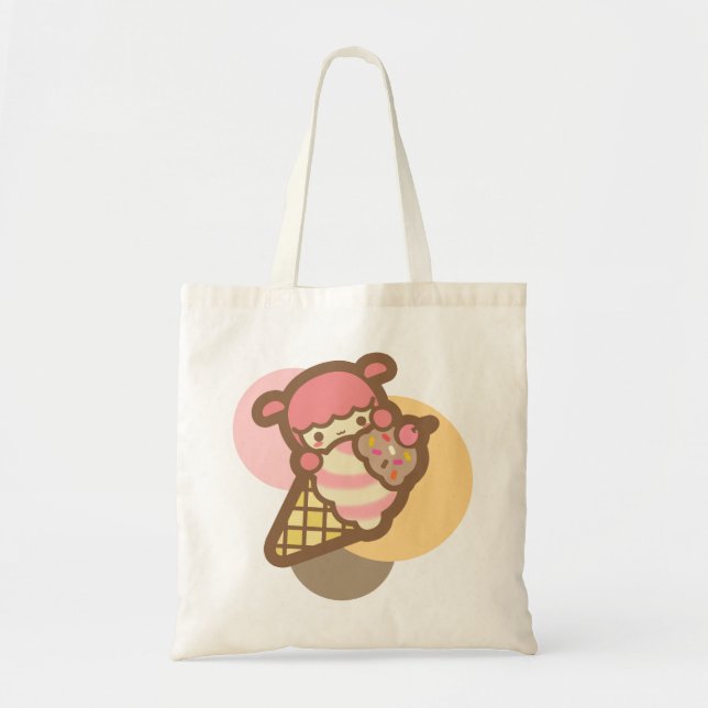 Neapolitan ice cream cone cherry cute kawaii pet tote bag (Front)