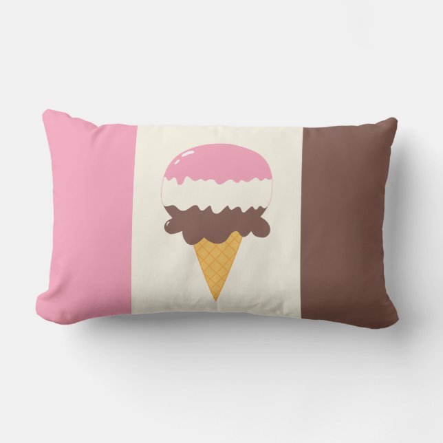 Neapolitan Ice Cream Cone Lumbar Cushion (Front)