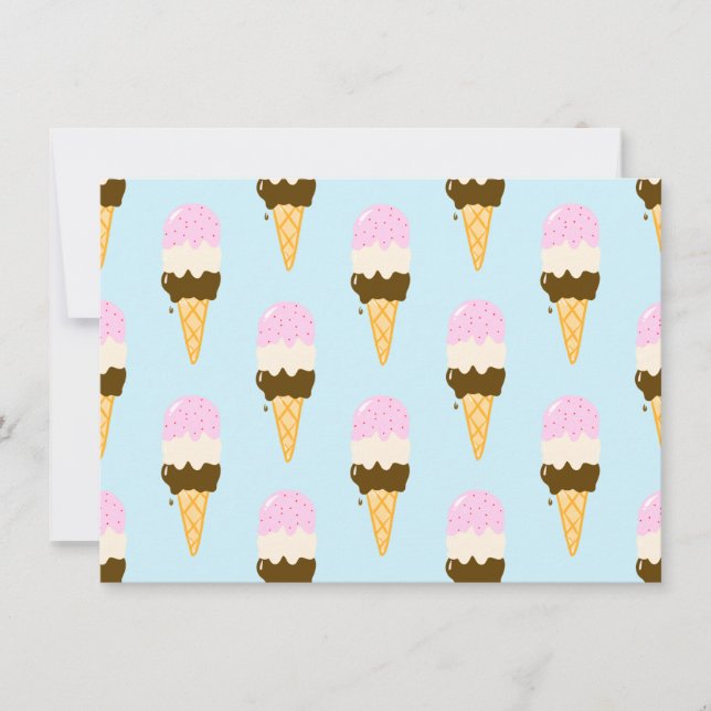 Neapolitan Ice Cream Cone Pattern Invitation (Front)