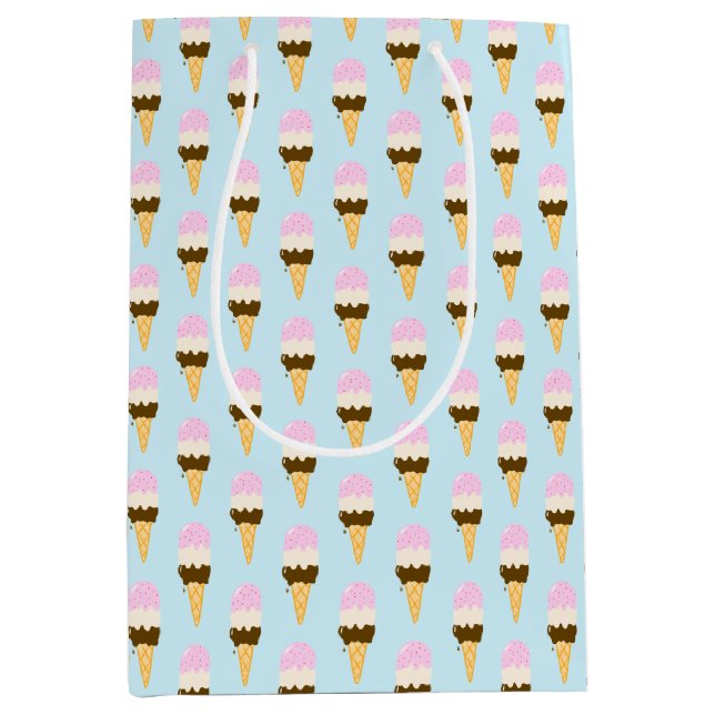 Neapolitan Ice Cream Cone Pattern Medium Gift Bag (Front)