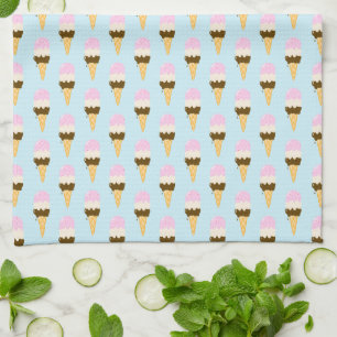 Neapolitan Ice Cream Cone Pattern Tea Towel