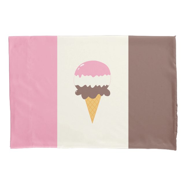 Neapolitan Ice Cream Cone Pillowcase (Front)