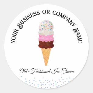 Neapolitan Ice Cream Cone with Sprinkles Classic Round Sticker