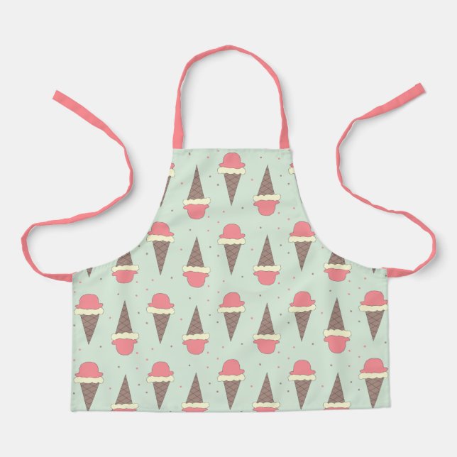 Neapolitan Ice Cream Cones on Mint apron (Front)