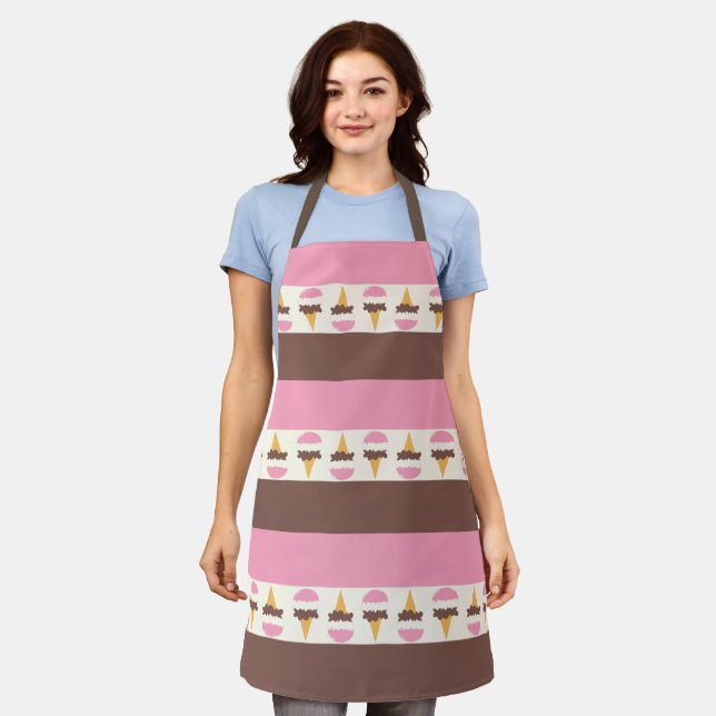 Neapolitan Ice Cream Stripe Pattern Apron (Worn)
