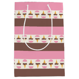 Neapolitan Ice Cream Stripe Pattern Medium Gift Bag