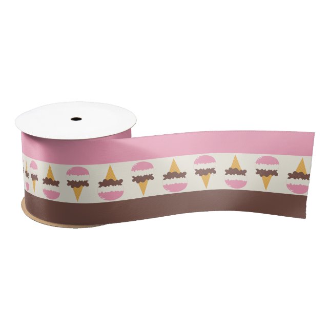 Neapolitan Ice Cream Stripe Pattern Satin Ribbon (Spool)