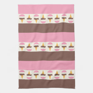Neapolitan Ice Cream Stripe Pattern Tea Towel