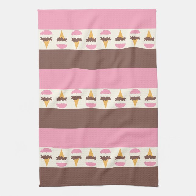 Neapolitan Ice Cream Stripe Pattern Tea Towel (Vertical)