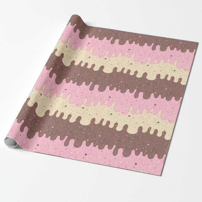 Neapolitan Ice Cream Wrapping Paper (Unrolled)