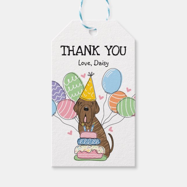 Neapolitan Mastiff Birthday Favour Gift Tags (Front)
