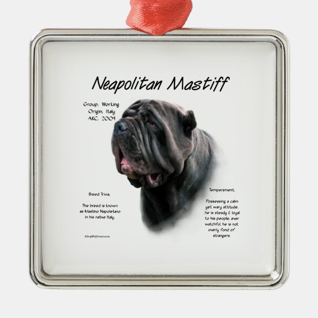 Neapolitan Mastiff (blk) History Design Metal Ornament (Front)