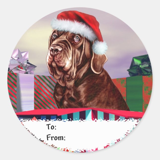 Neapolitan Mastiff Christmas Mahogany Gift Tags (Front)