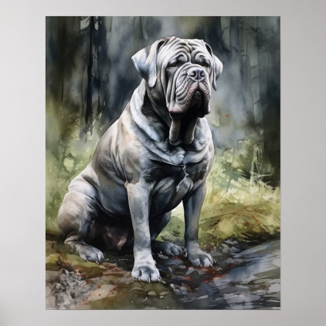 Neapolitan Mastiff Dog Art Print Poster (Front)