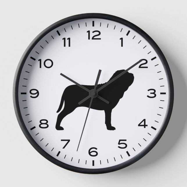 Neapolitan Mastiff Dog Breed Silhouette Clock (Front)