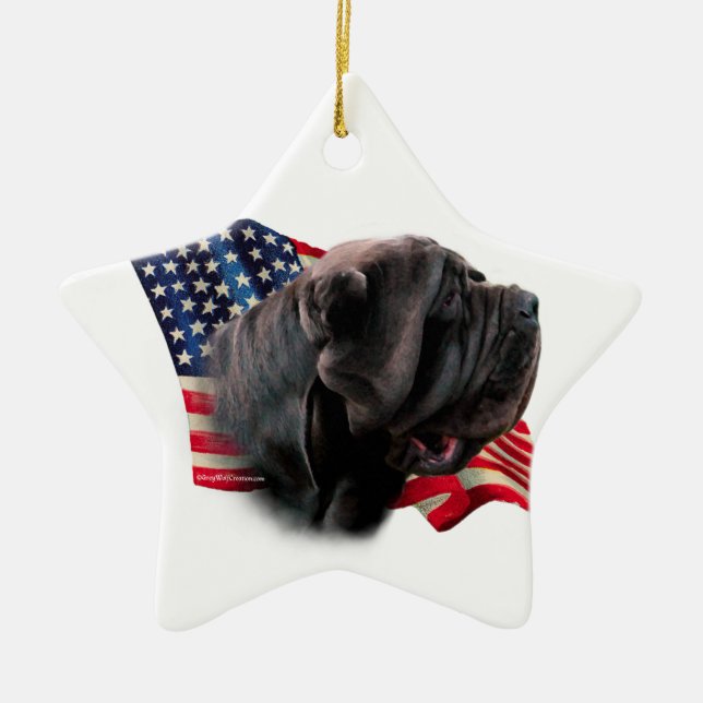 Neapolitan Mastiff Flag Ceramic Ornament (Front)