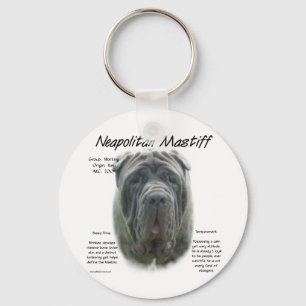 Neapolitan Mastiff (grey) History Design Key Ring