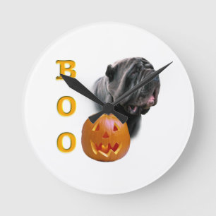 Neapolitan Mastiff Halloween BOO Round Clock