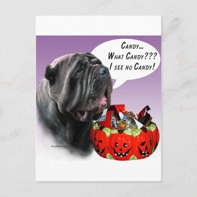 Neapolitan Mastiff Halloween Candy Postcard (Front)