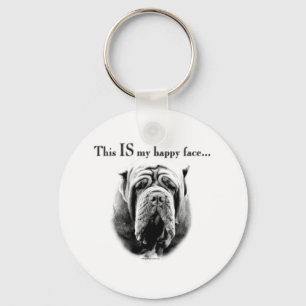 Neapolitan Mastiff Happy Face Key Ring