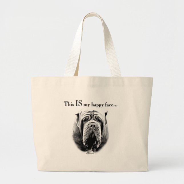 Neapolitan Mastiff Happy Face Large Tote Bag (Front)