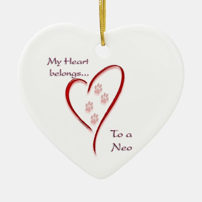 Neapolitan Mastiff Heart Belongs Ceramic Ornament (Front)