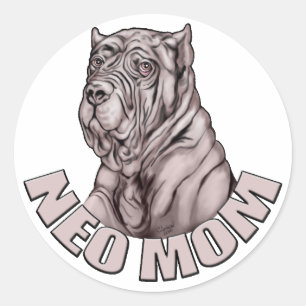 Neapolitan Mastiff Mum Black Classic Round Sticker