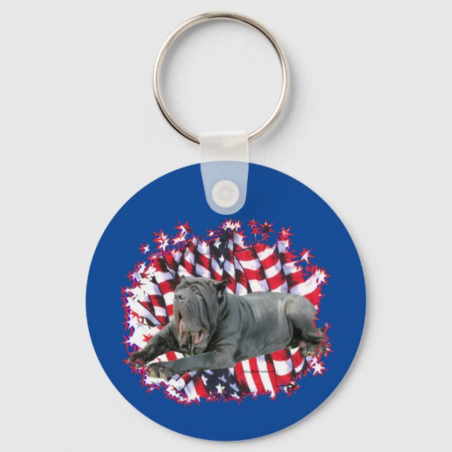 Neapolitan Mastiff Patriot Key Ring (Front)