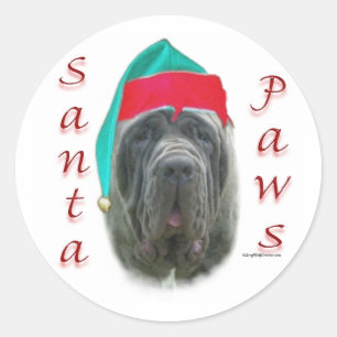 Neapolitan Mastiff Santa Paws Classic Round Sticker