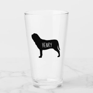 Neapolitan Mastiff Silhouette Neo Dog Personalised Glass