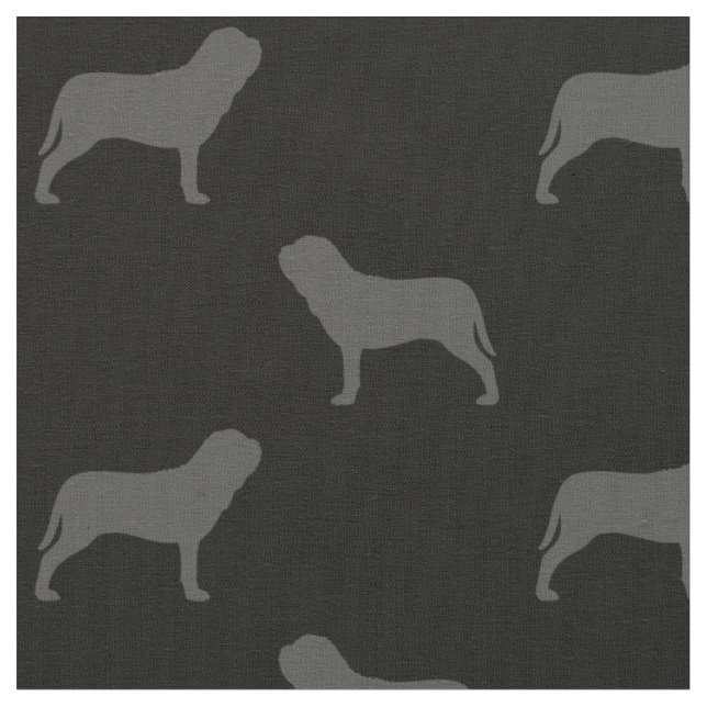 Neapolitan Mastiff Silhouettes Neo Dogs Patterned Fabric (Close Up)