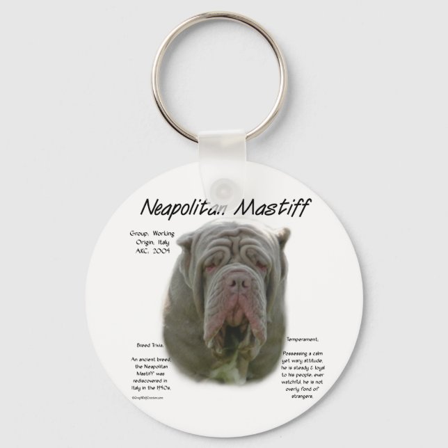 Neapolitan Mastiff (tawny) History Design Key Ring (Front)