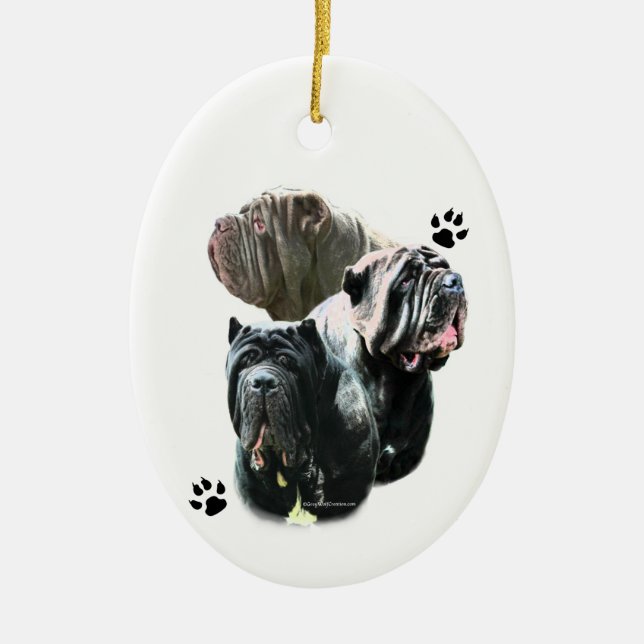 Neapolitan Mastiff Trio Ceramic Ornament (Front)