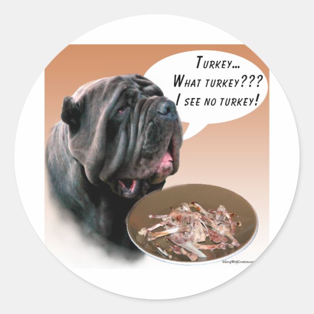 Neapolitan Mastiff Turkey Classic Round Sticker (Front)