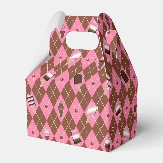 Neapolitan Stickers Argyle-PARTY FAVOR BOX, gable Favour Box (Front Side)