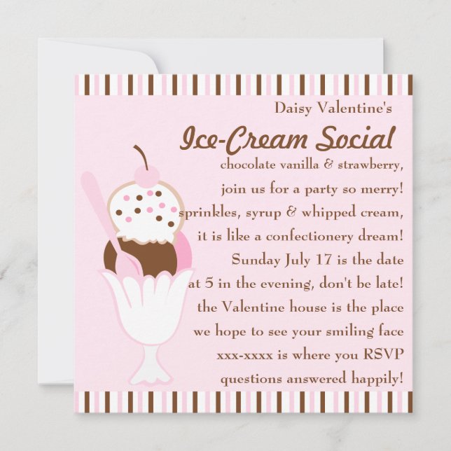 Neapolitan  Sundae Invitation (Front)
