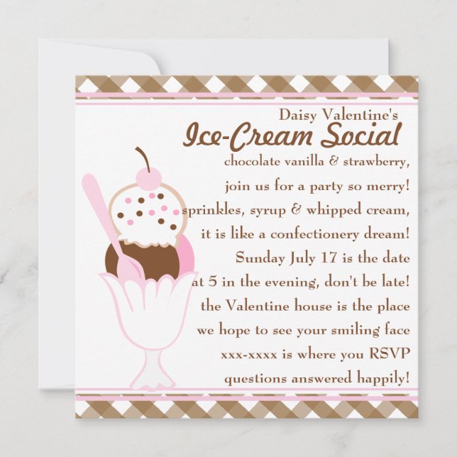 Neapolitan  Sundae Invitation (Front)