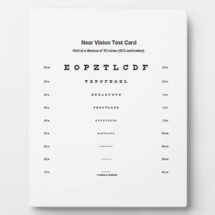 Near Vision Test Card Visual Acuity Exam Plaque