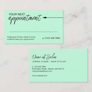 Neat Arrow Black Mint Minimal Next Appointment Card