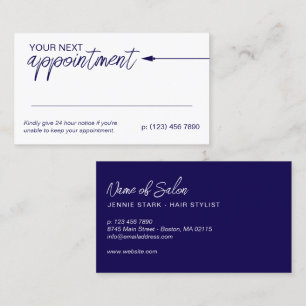 Neat Arrow Dark Blue Minimal Next Appointment Card