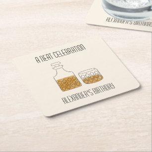 Neat Celebration Whiskey Birthday Party Square Paper Coaster