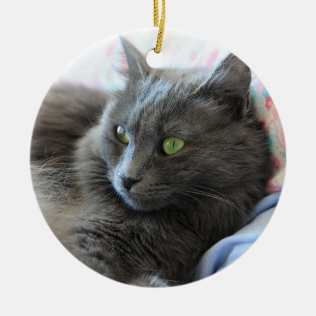 Nebelung cat ceramic ornament (Front)