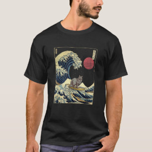 Nebelung Cat Japanese Kanagawa Wave Funny Surf Ani T-Shirt