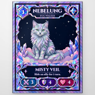 Nebelung Cat, Rainbow Foil Art Postcard